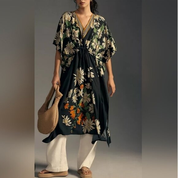 Anthropologie Blank Floral Print Midi Caftan size OS - Picture 1 of 8